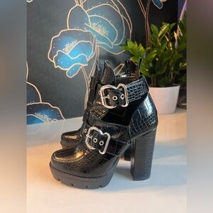Black booties with buckle detail Size 8.5
